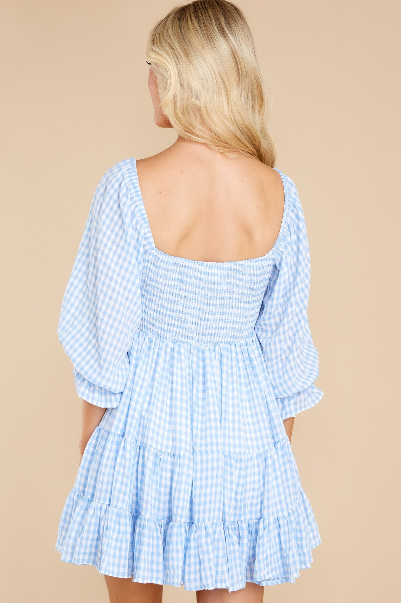 New Sights Light Blue Gingham Dress | Red Dress 