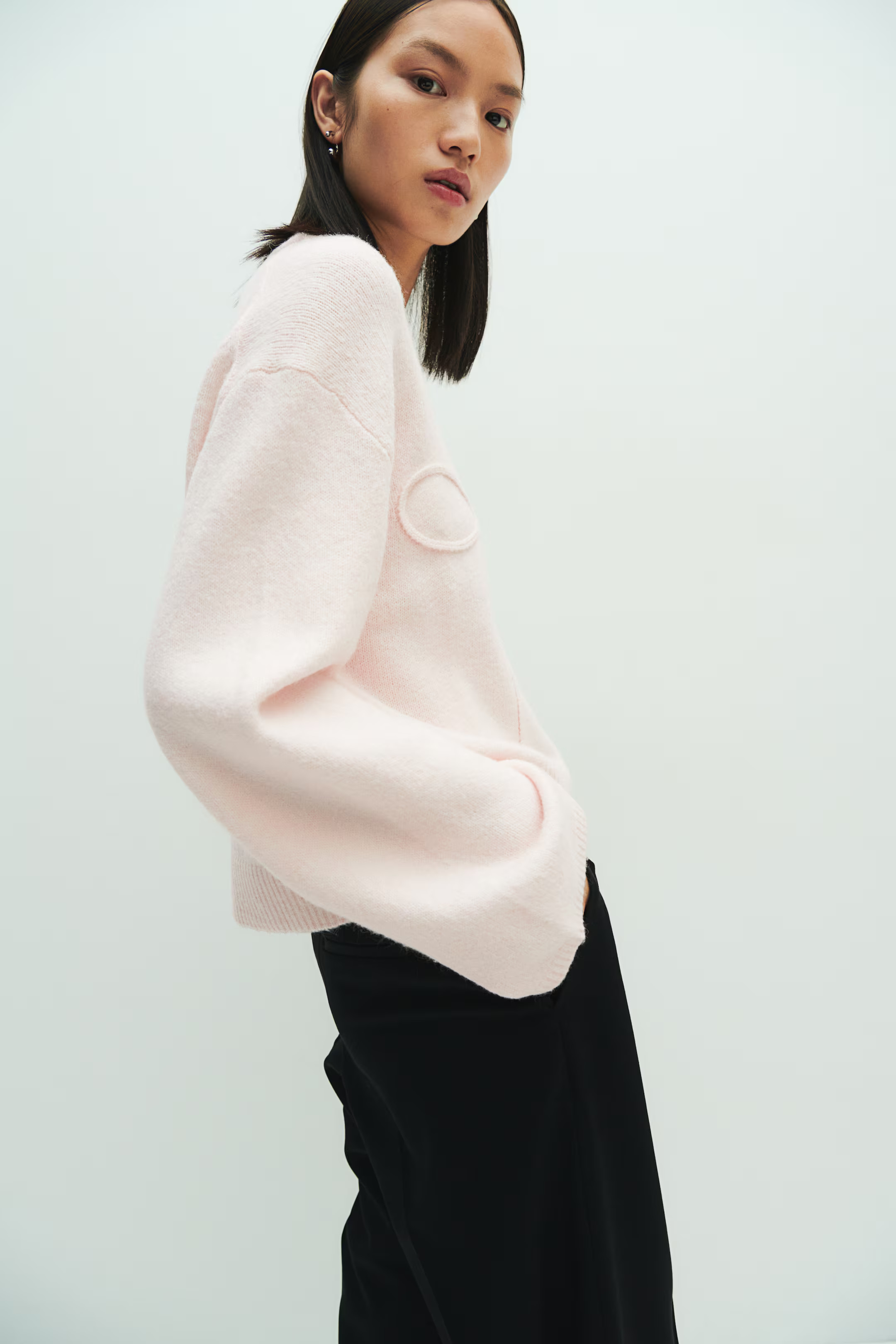 Appliquéd Sweater - Light dusty pink/bow - Ladies | H&M US | H&M (US + CA)