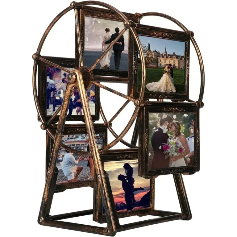 Qunbio 12 Photos Rotating Ferris Wheel Picture Frame, Vintage Embossed Designs 5 inches Frame for... | Walmart (US)
