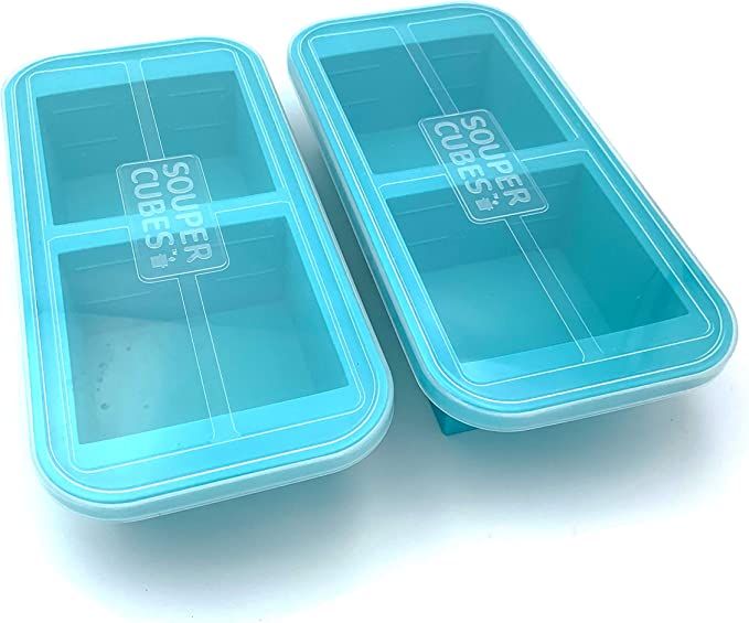 Souper Cubes 2-Cup Extra-Large Silicone Freezer Tray with lid- 2 pack - makes 4 perfect 2 cup por... | Amazon (US)