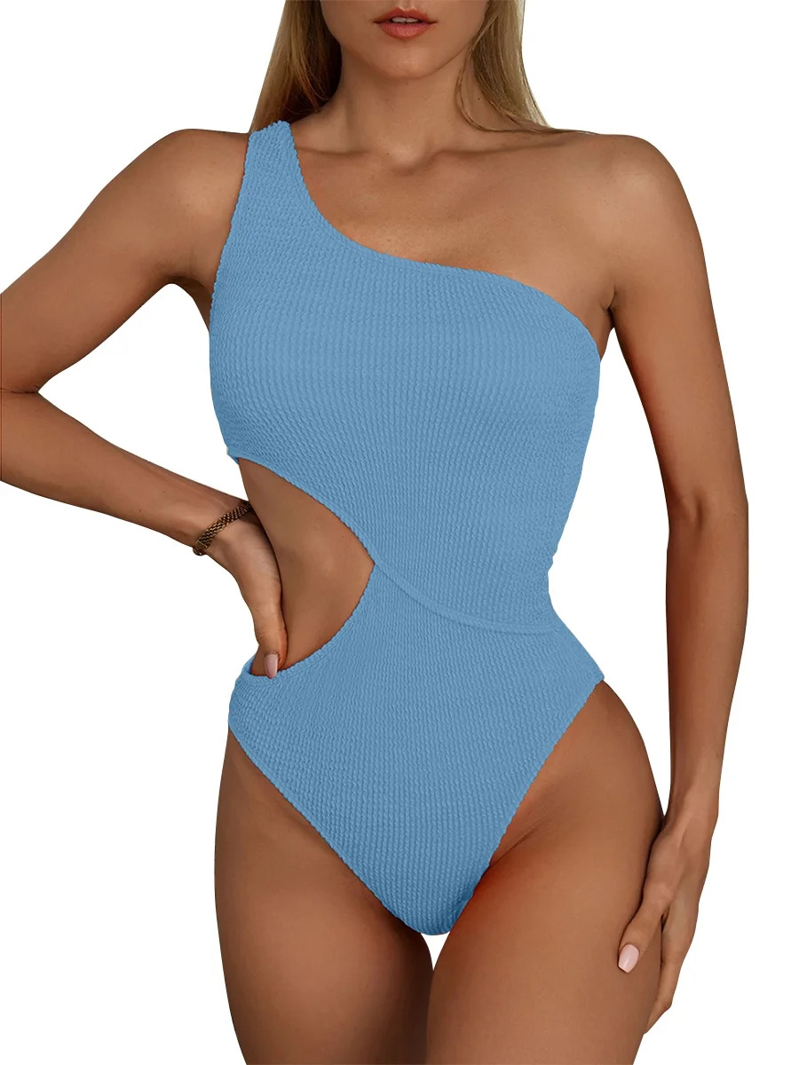 Inadays Bathing Suit for Women One Shoulder Swimsuit Sexy Crinkle Waist Cutout Monikini One Piece... | Walmart (US)