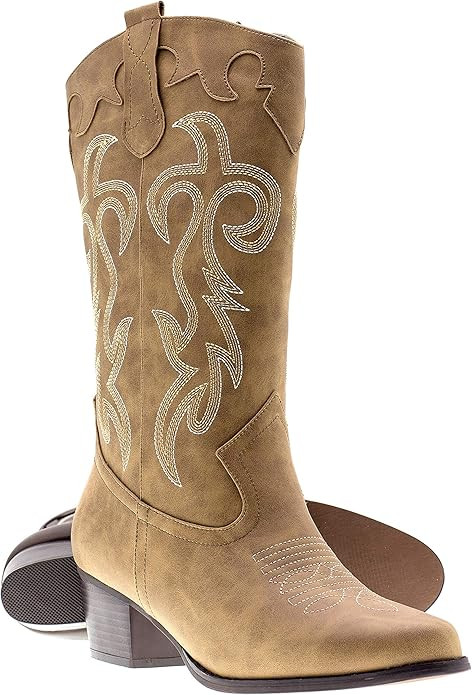 Canyon Trails Women's Classic Pointed Toe Embroidered Western Rodeo Cowboy Boots | Amazon (US)