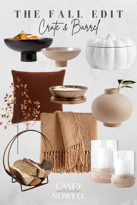 Fall styling, seasonal styling, home decor, crate and barrel, Halloween, thanksgiving, fall, throw blanket, throw pillow, amber, camel, brown, cream, log holder, stem, branch, candle holder, hurricane, vase, pot, pumpkin serve ware, candle, copper, velvet, footed bowl, shelf decor, table decor, transitional modern

#LTKstyletip #LTKSeasonal #LTKhome