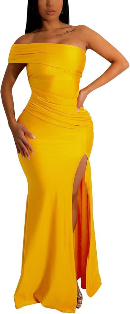 Elegant Prom Gown Mermaid Dresses for Women Formal Off Shoulder Evening Gown Backless Long Party ... | Amazon (US)