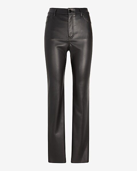 Super High Waisted Faux Leather Modern Straight Pant | Express