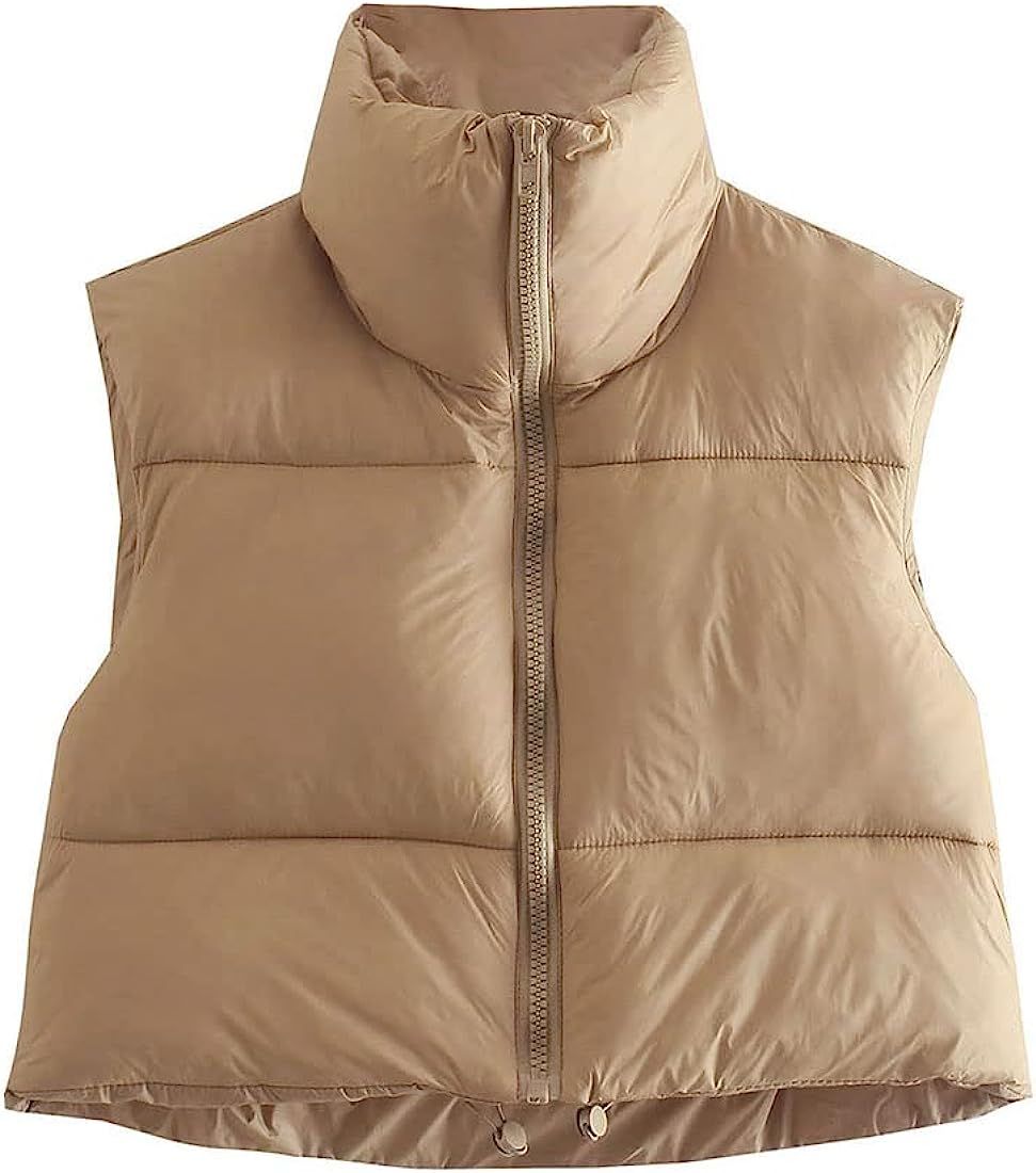 KEOMUD Women's Winter Crop Vest Lightweight Sleeveless Warm Outerwear Puffer Vest Padded Gilet Br... | Amazon (US)