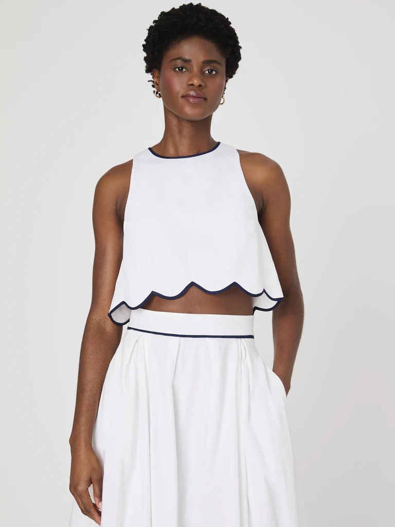 Alexis Cotton Scallop Top | French Connection (US)