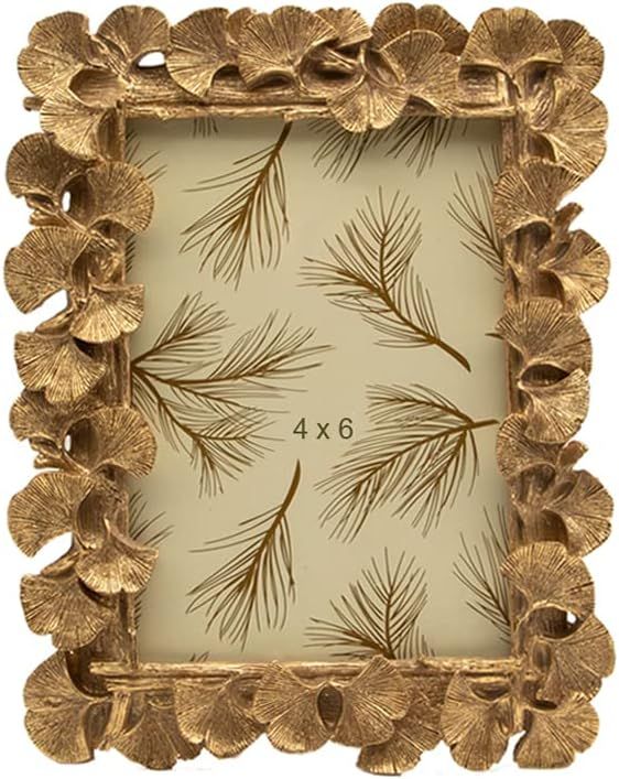 SYLVIA'S SHOP Vintage 4x6 Picture Frame, Antique Ornate Gold Ginkgo Leaf Photo Frame, Table Top D... | Amazon (US)