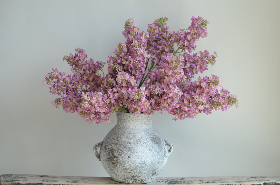 24.8 Real Touch Faux Mauve Pink Lilacs Branch, Cream Artificial Lilacs Hydrangeas, DIY Foliage Fl... | Etsy (US)