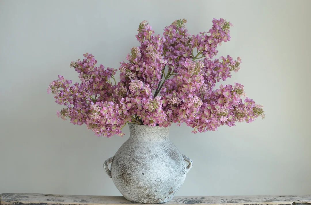 24.8" Real Touch Faux Mauve Pink Lilacs Branch, Cream Artificial Lilacs Hydrangeas, DIY Foliage F... | Etsy (US)