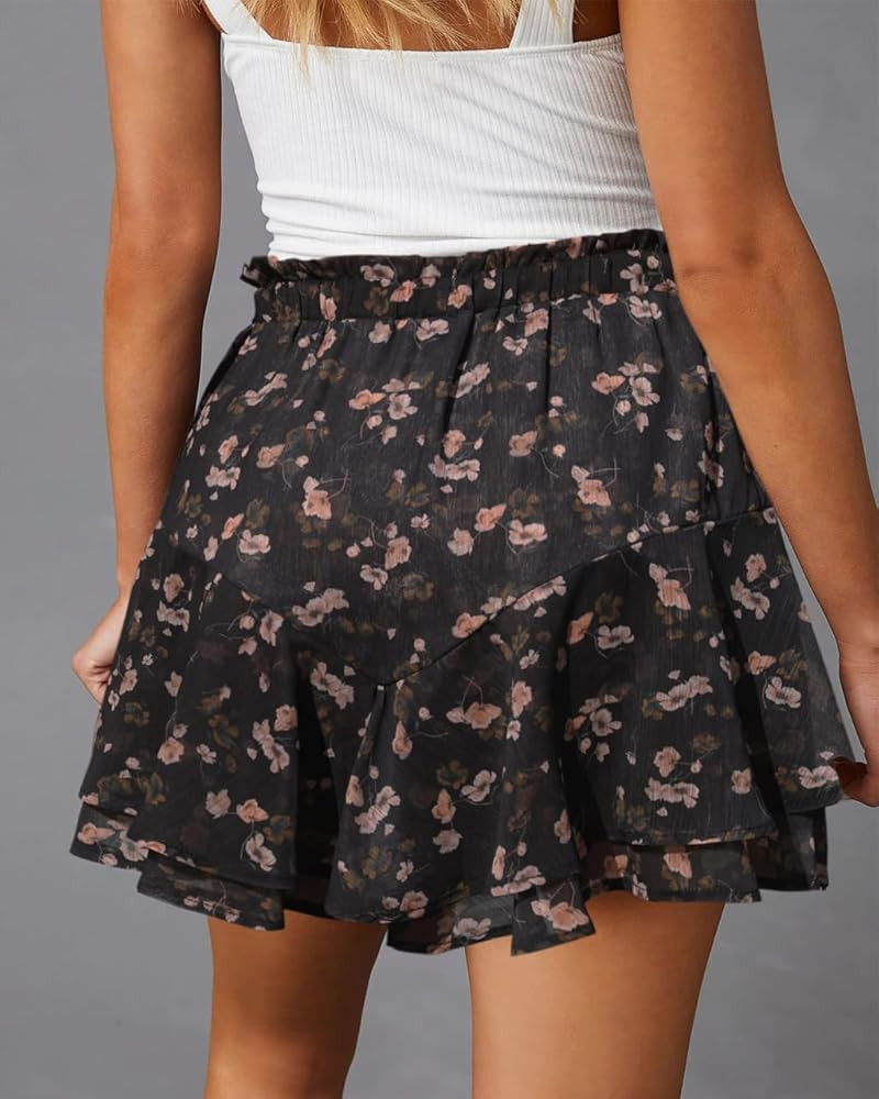 Flowy Shorts for Women Casual Boho Floral Skorts Ruffle Mini Skirts Running Tennis Butterfly Chif... | Amazon (US)
