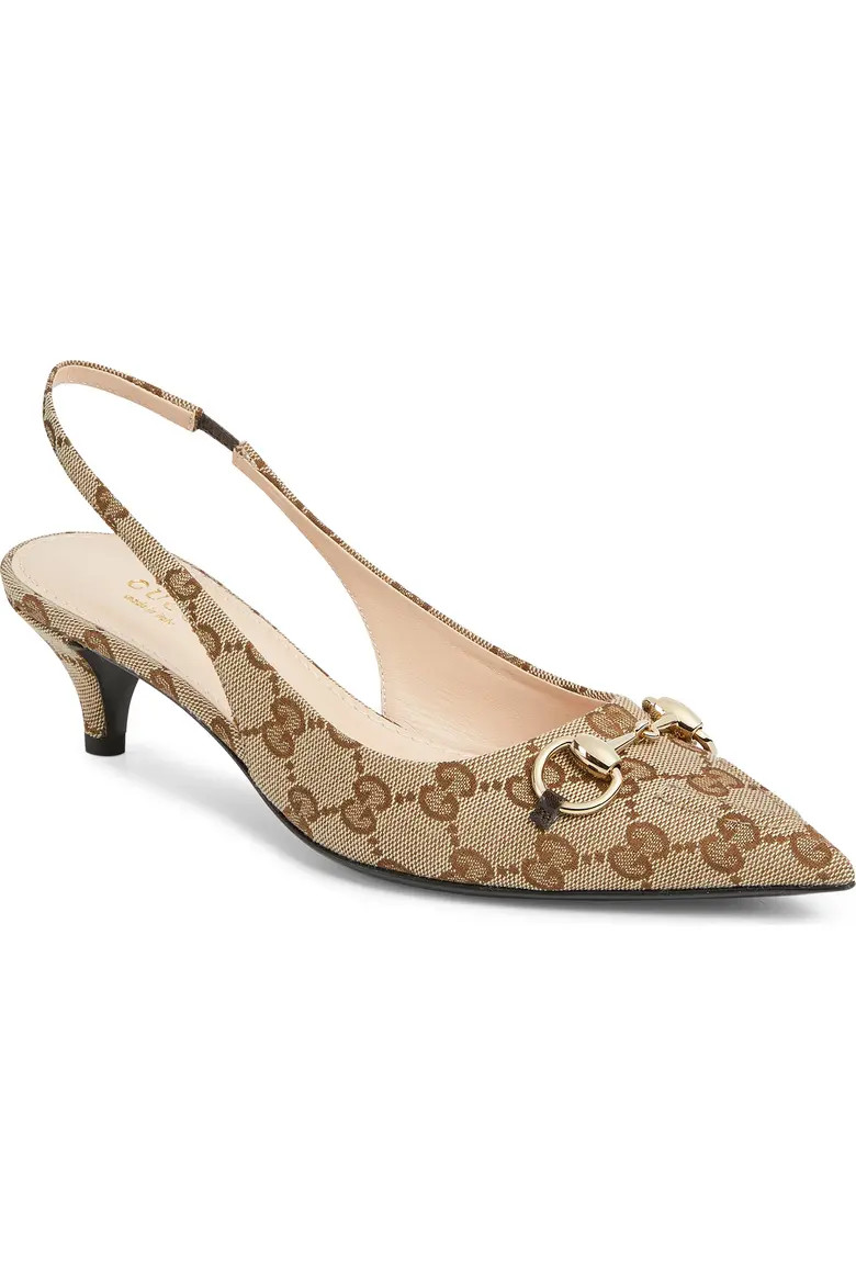 GG Supreme Canvas Kitten Heel Slingback Pump (Women) | Nordstrom | Nordstrom
