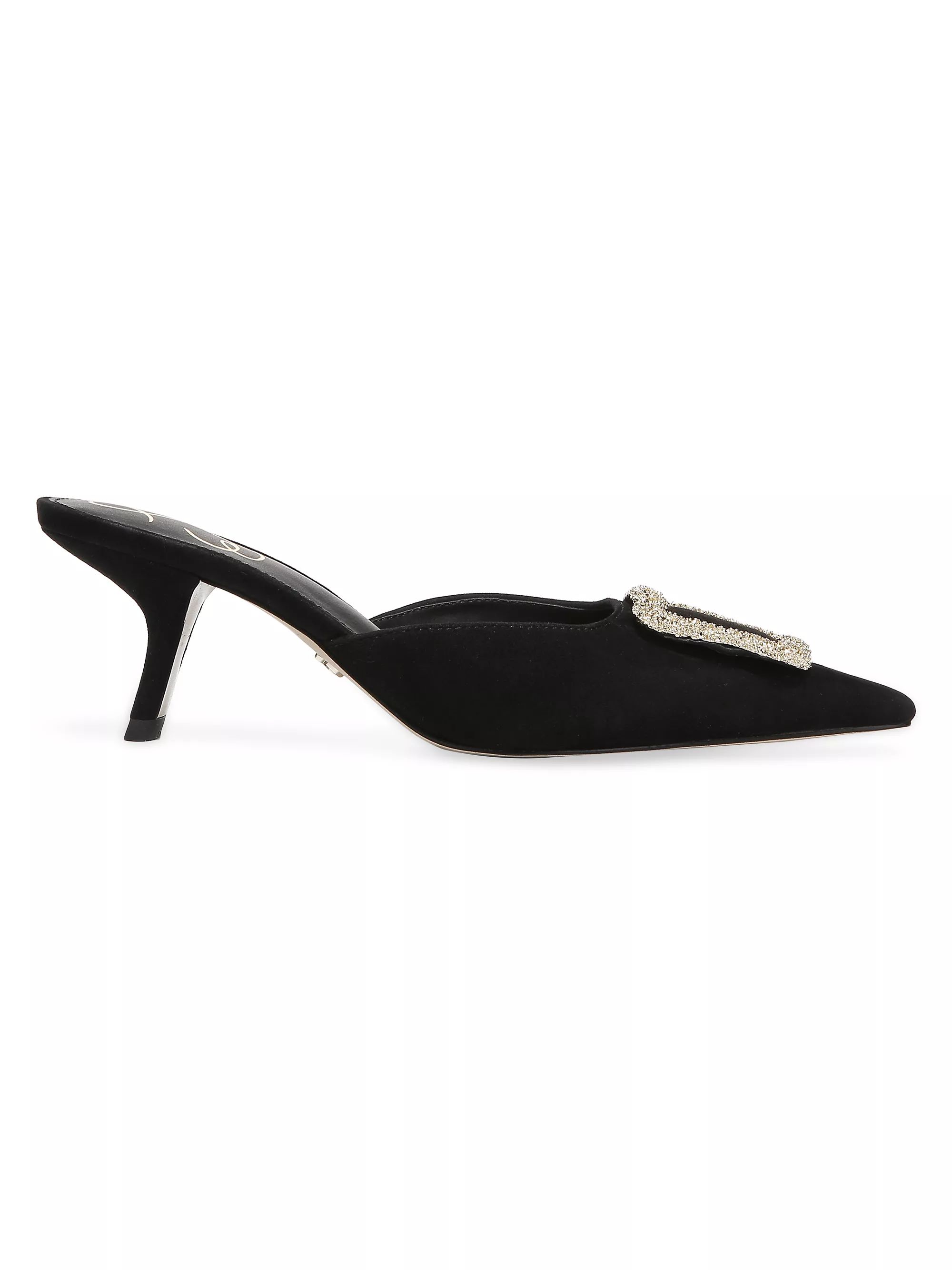 Brit Crystal Accent Suede Open-Back Kitten Heels | Saks Fifth Avenue