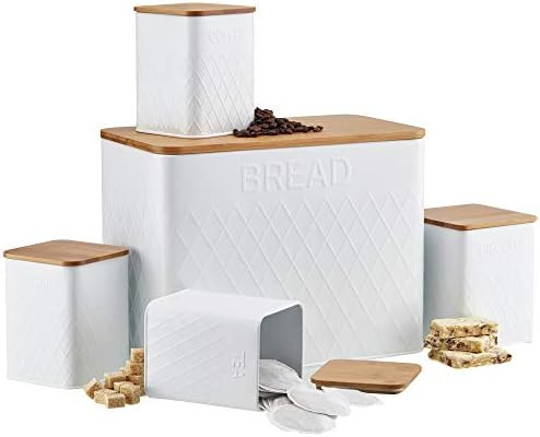 Cooks Professional 5 Piece Kitchen Set with Bamboo Lids Storage Containers for Tea, Coffee, Sugar... | Amazon (UK)