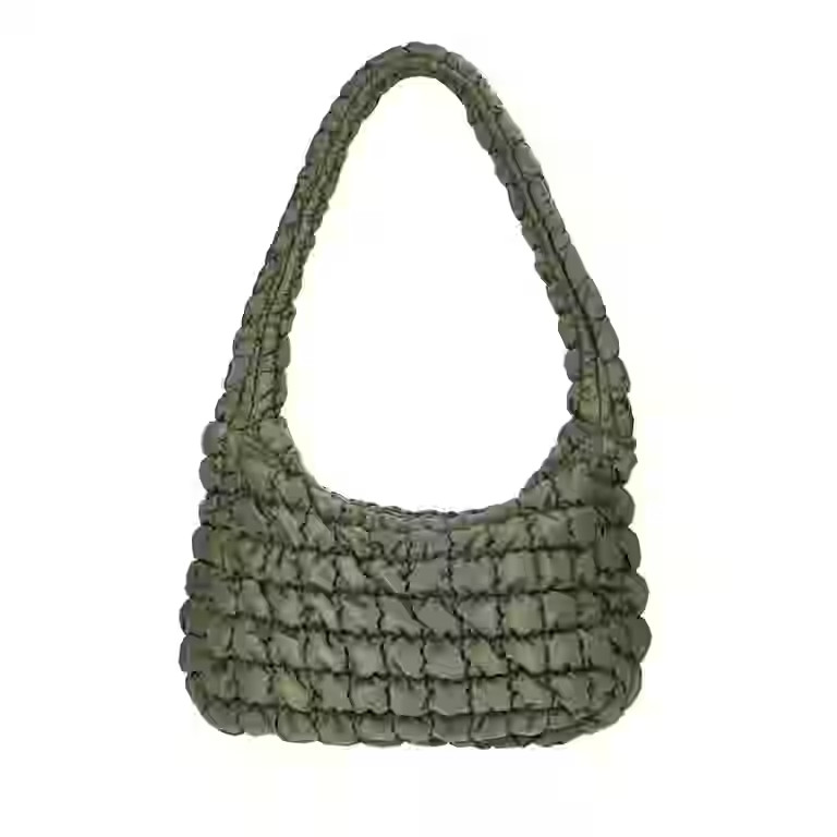 No Boundaries Women's Quilted Puffer Oversized Shoulder Hobo Bag, Olive | Walmart (US)