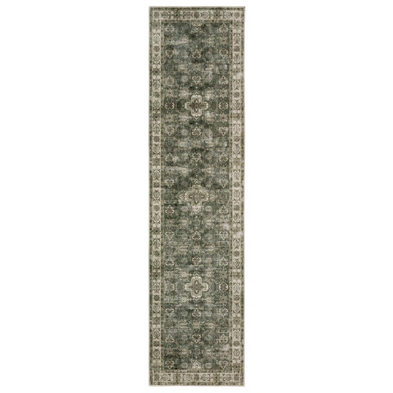 Houtz Machine Washable Green/Gray Area Rug | Wayfair North America