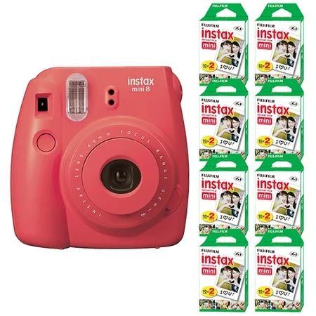 Fuji Instax Mini 8 Fujifilm Instant Film Camera Rasberry+ 160 Sheet Instant Film | Walmart (US)