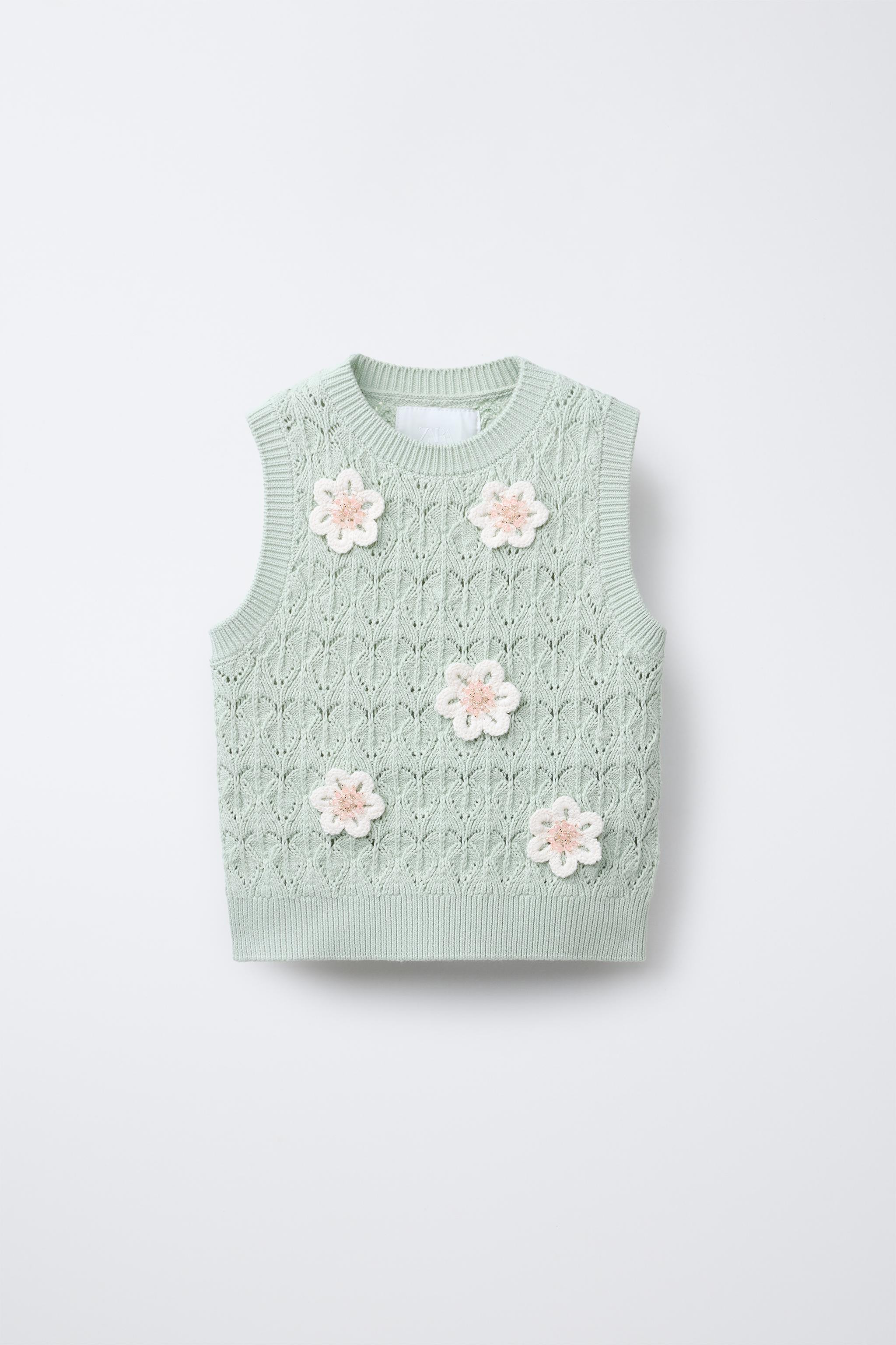 BEADED FLORAL KNIT VEST | Zara US