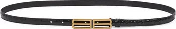 Balenciaga Stretch BB Logo Buckle Croc Embossed Leather Skinny Belt | Nordstrom | Nordstrom