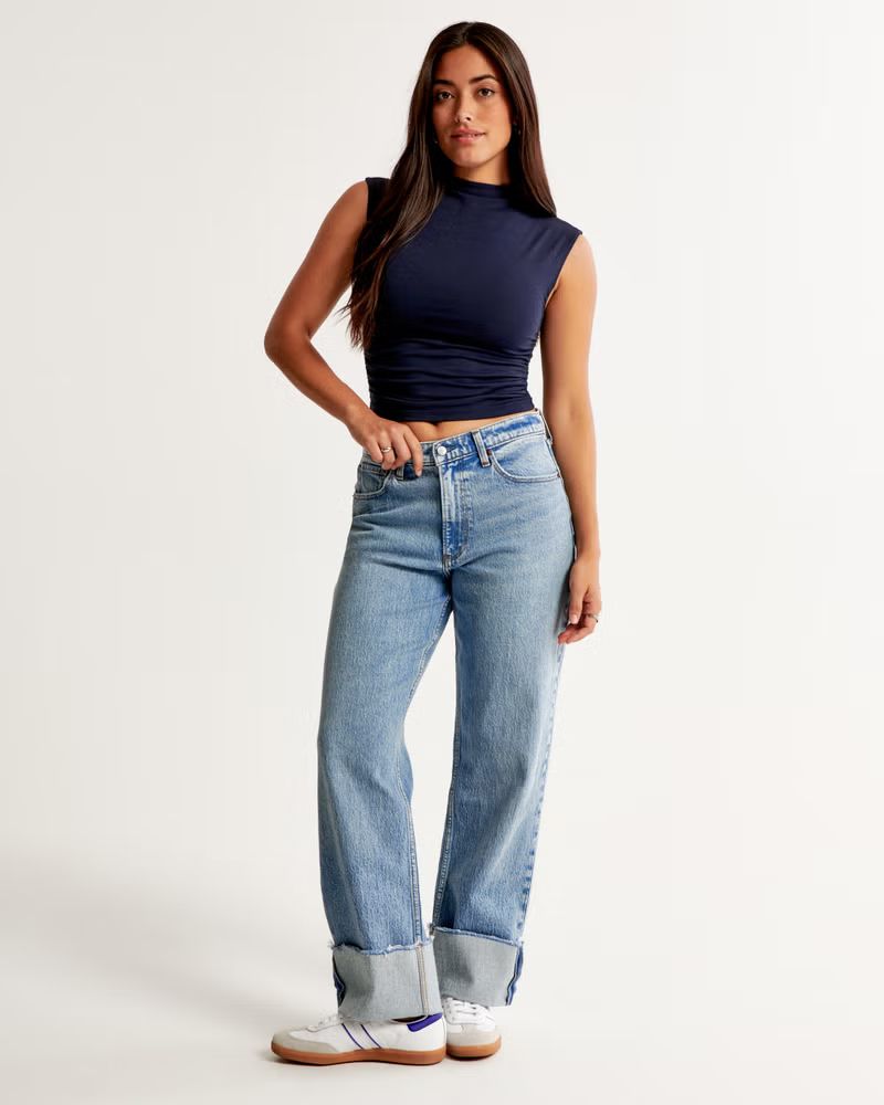 Curve Love Mid Rise Baggy Jean | Abercrombie & Fitch (UK)