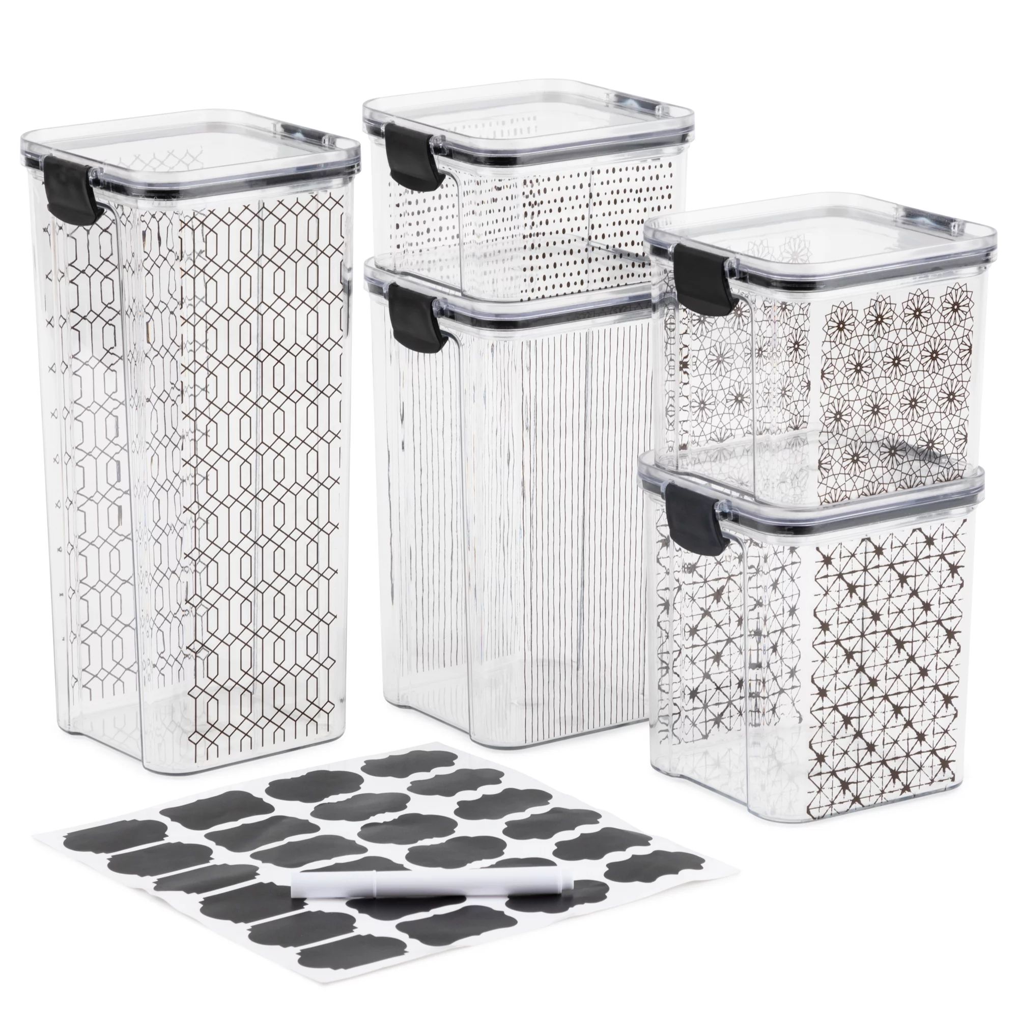 Thyme & Table Snap-Lock Food Storage Containers, Set of 5, 10 Pieces, Black | Walmart (US)