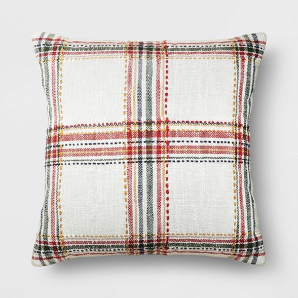 Holiday Woven Plaid Square Throw Pillow - Threshold™ | Target