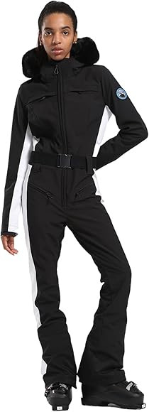 GSOU SNOW Ski Suit Womens One Piece Snowsuit Snowboard Jacket Slim Snow Jumpsuit Faux Fur Ski Out... | Amazon (US)