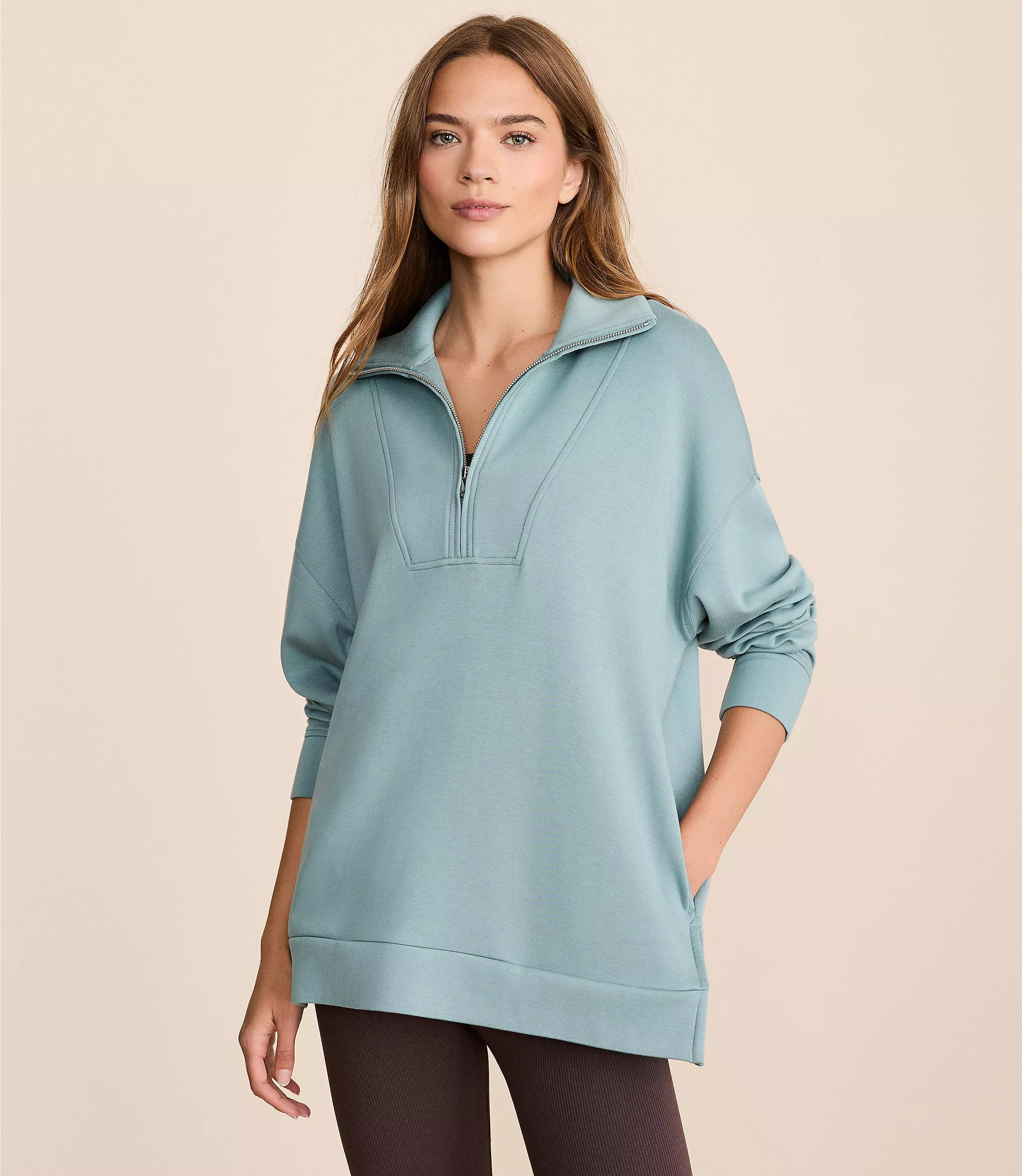 Lou & Grey Scubasoft Half Zip Tunic Top | LOFT