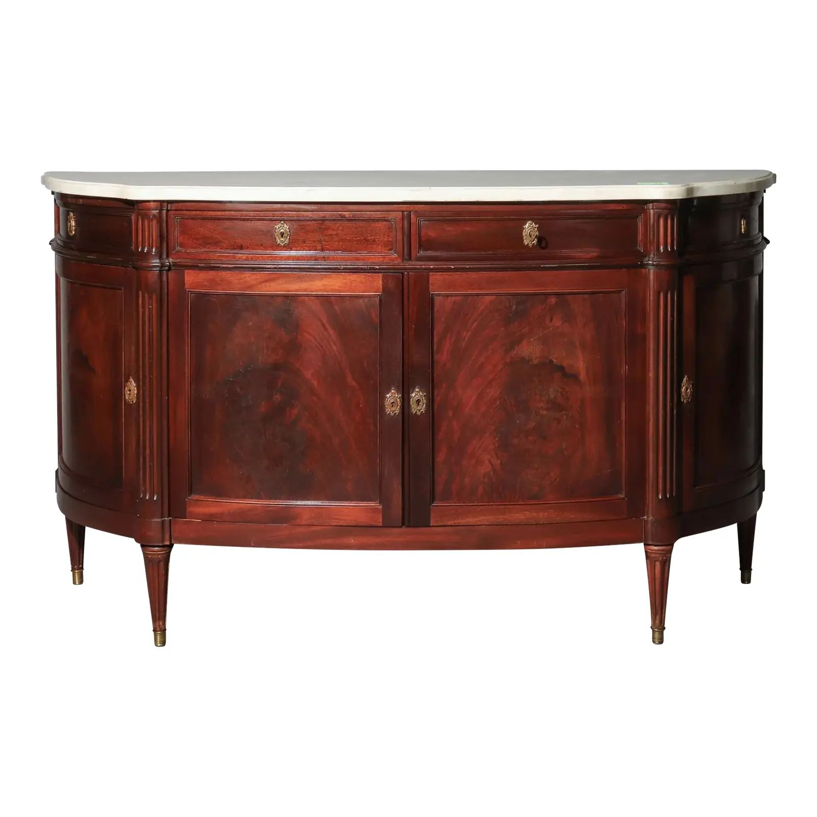 French Louis XVI Style Marble Top Sideboard | Chairish