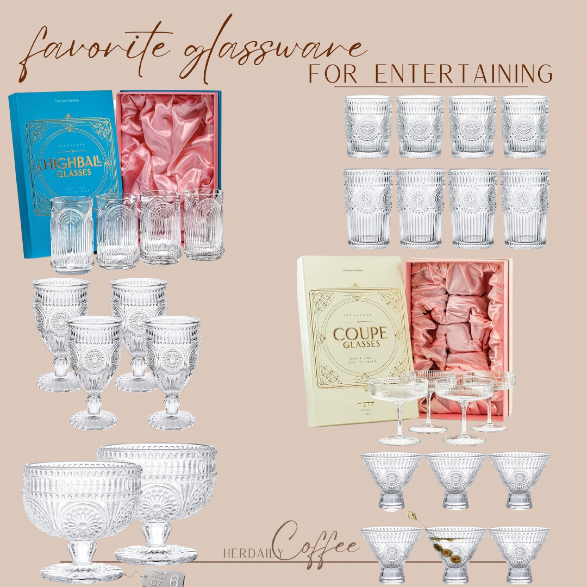 Favorite glassware for entertaining 

#LTKunder100 #LTKstyletip #LTKFestival