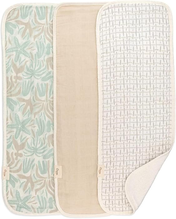 Crane Baby Muslin Baby Burp Cloths, Lightweight Absorbent Burp Cloth, Beach Life Starfish, Set of... | Amazon (US)