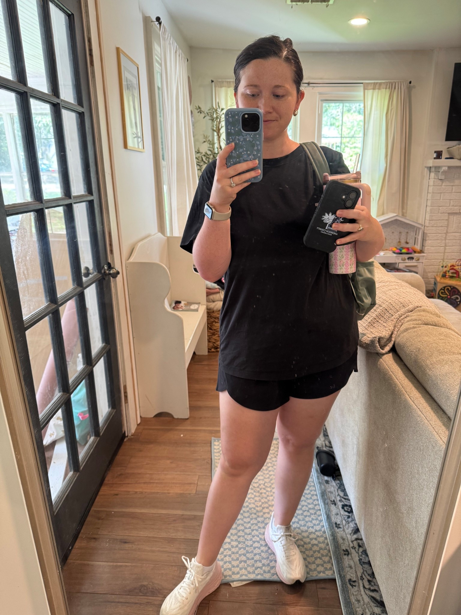 Mom ootd. Running shorts and t shirt 