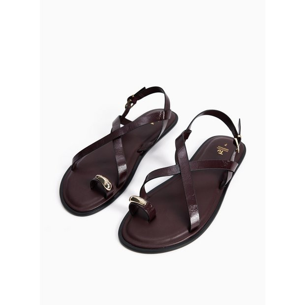 Dark Red Toe Ring Detail Strappy Sandals 8 | Tu Clothing