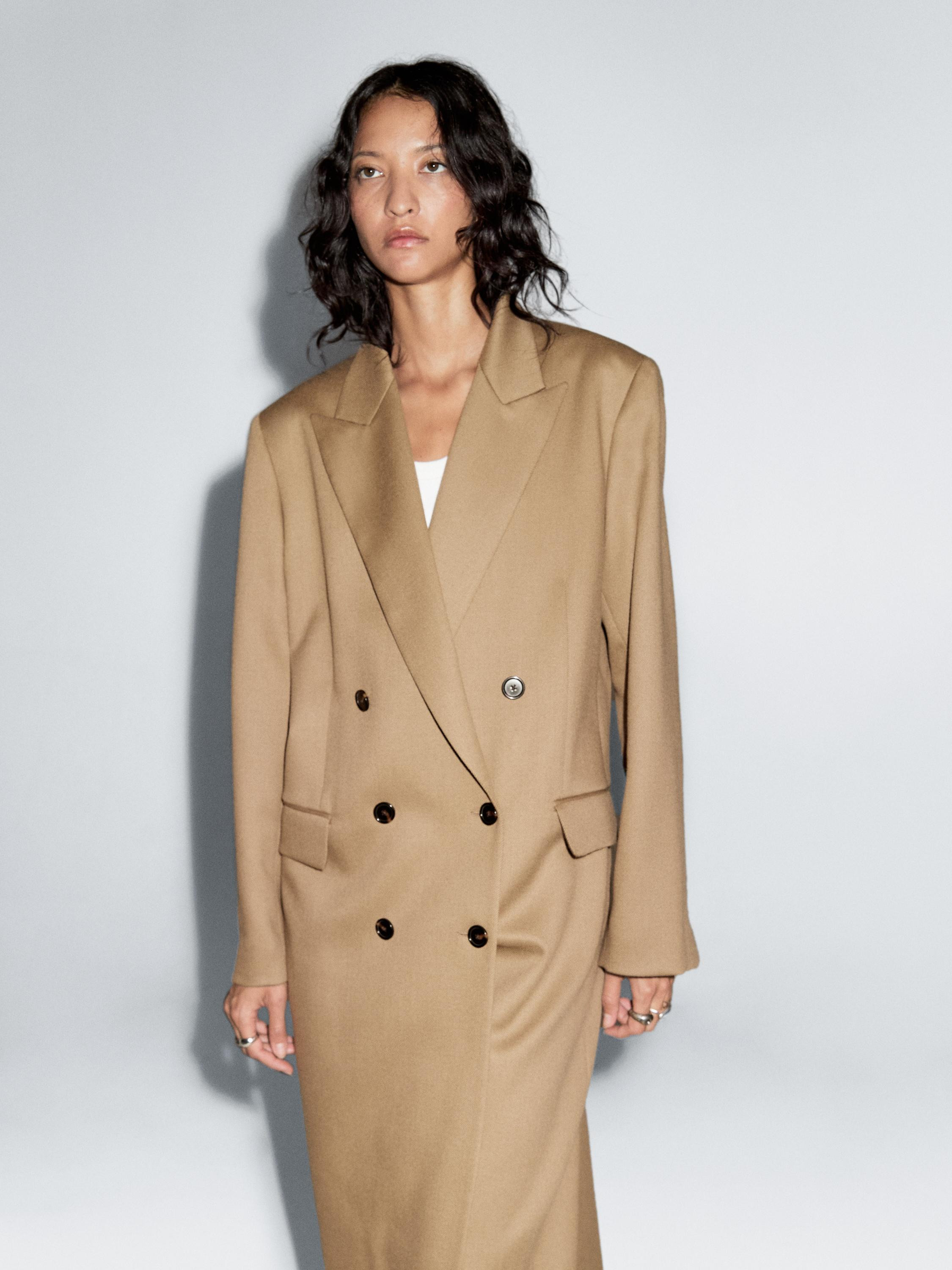 100% wool long coat | Massimo Dutti US