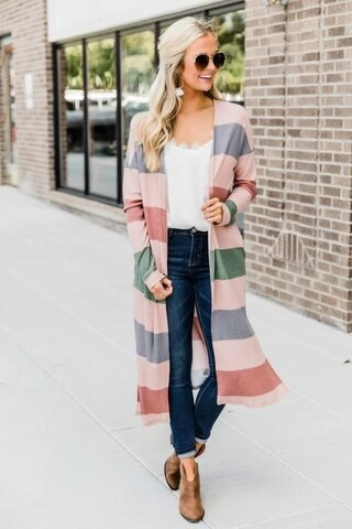 Waiting For You Multicolor Colorblock Duster Cardigan | The Pink Lily Boutique