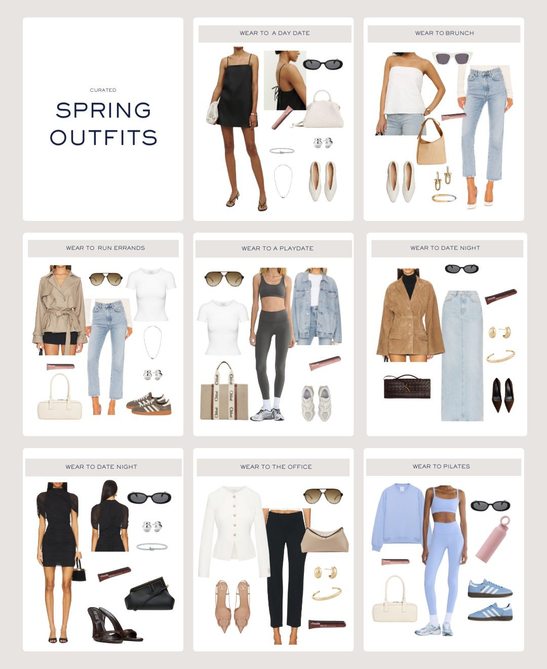 Curated spring outfits 


___

spring outfits, date night, pilates outfit, work outfits, dinner outfits, girls night out, gno outfit, trending bags, shoes, adidas, new balance, staud, fendi, rhode, revolve, ssense, mytheresa, aritzia, styled outfits, outfit inspo, ootd 

 