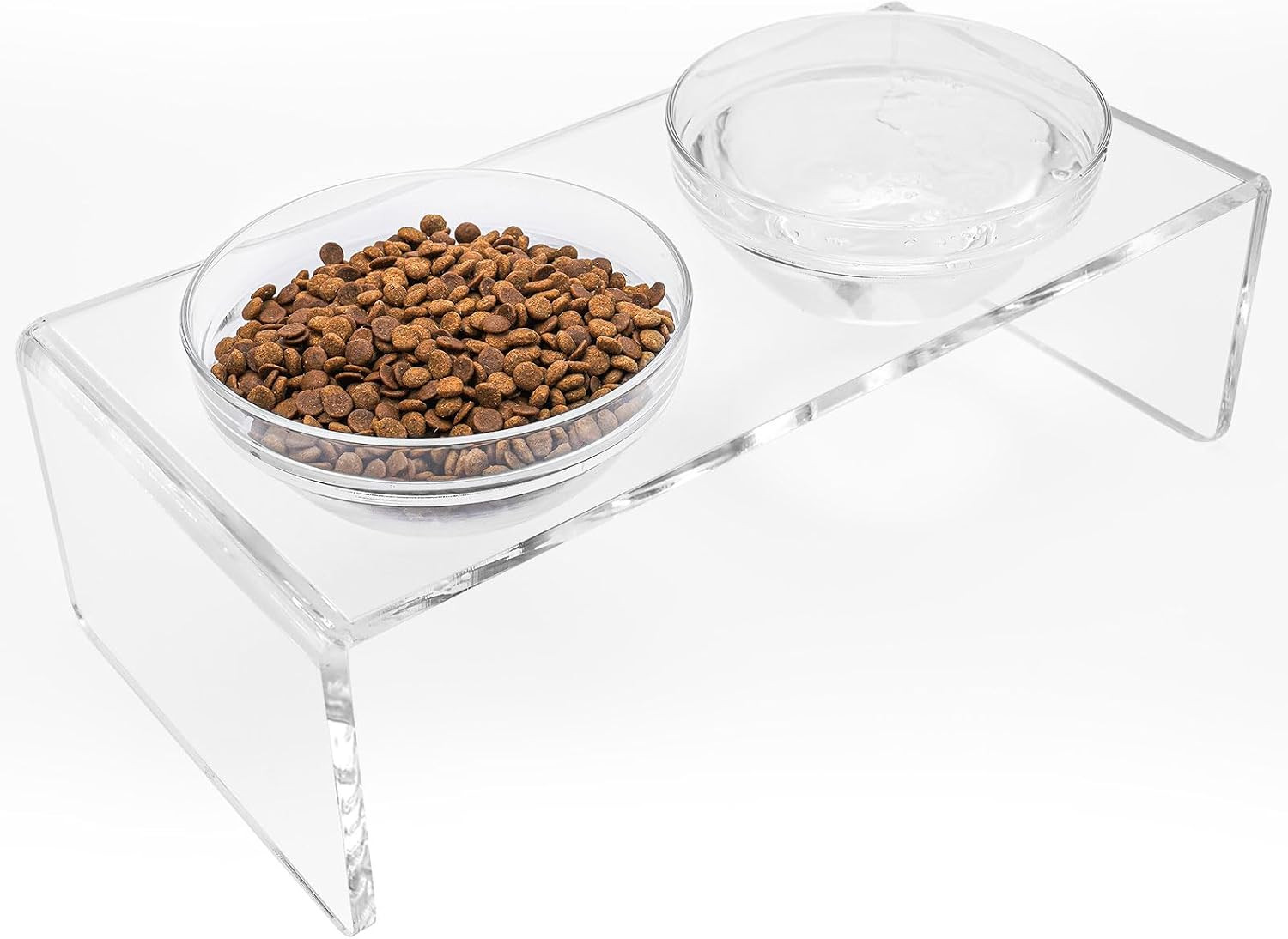 Acrylic Elevated Dog Cat Bowls Pet Feeder Double Bowl Raised Stand Comes with 2 Removable Glass B... | Amazon (US)