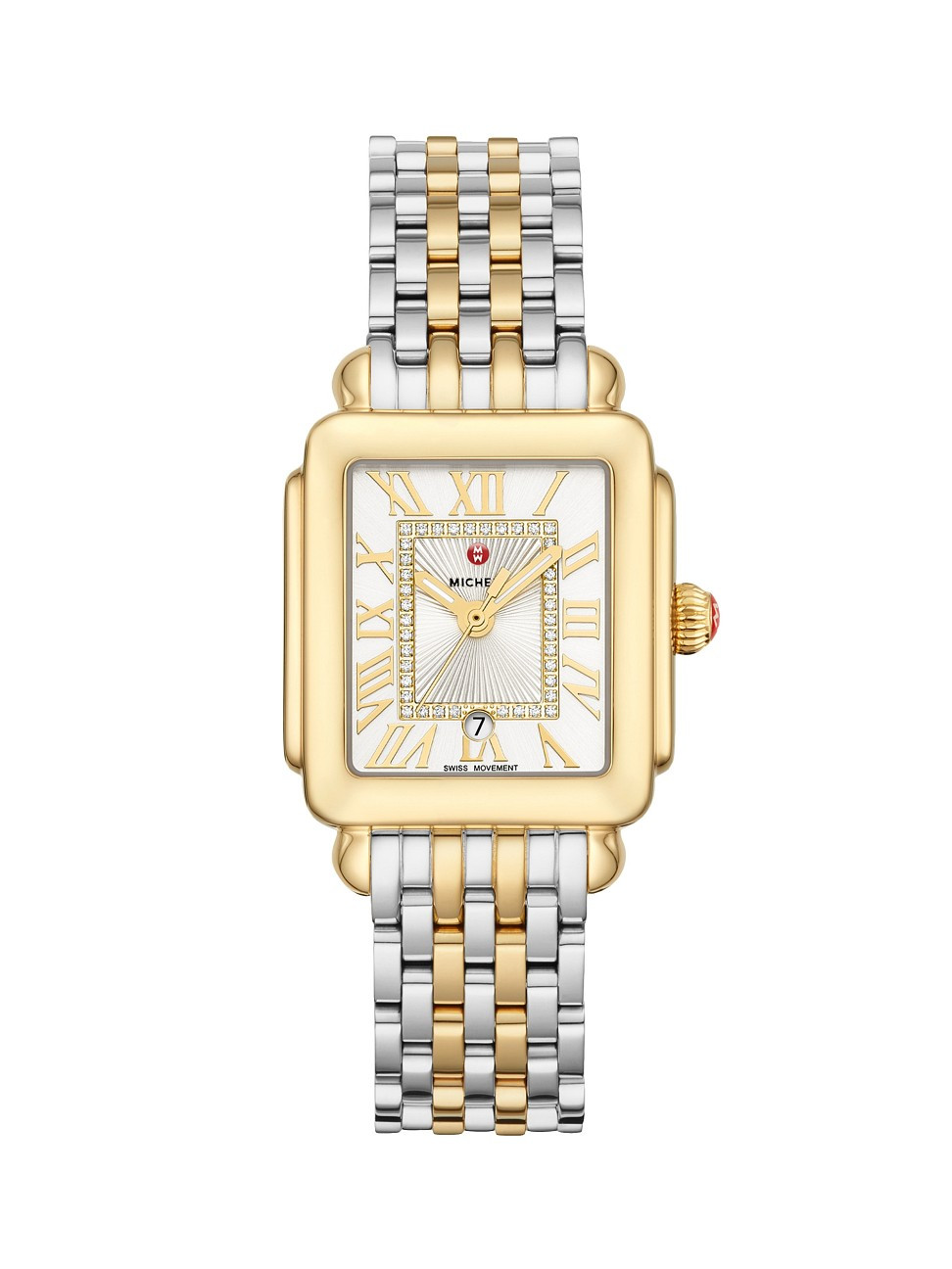 Women's Deco Madison Mid Two-Tone Diamond Dial Watch - Gold - Gold | Saks Fifth Avenue