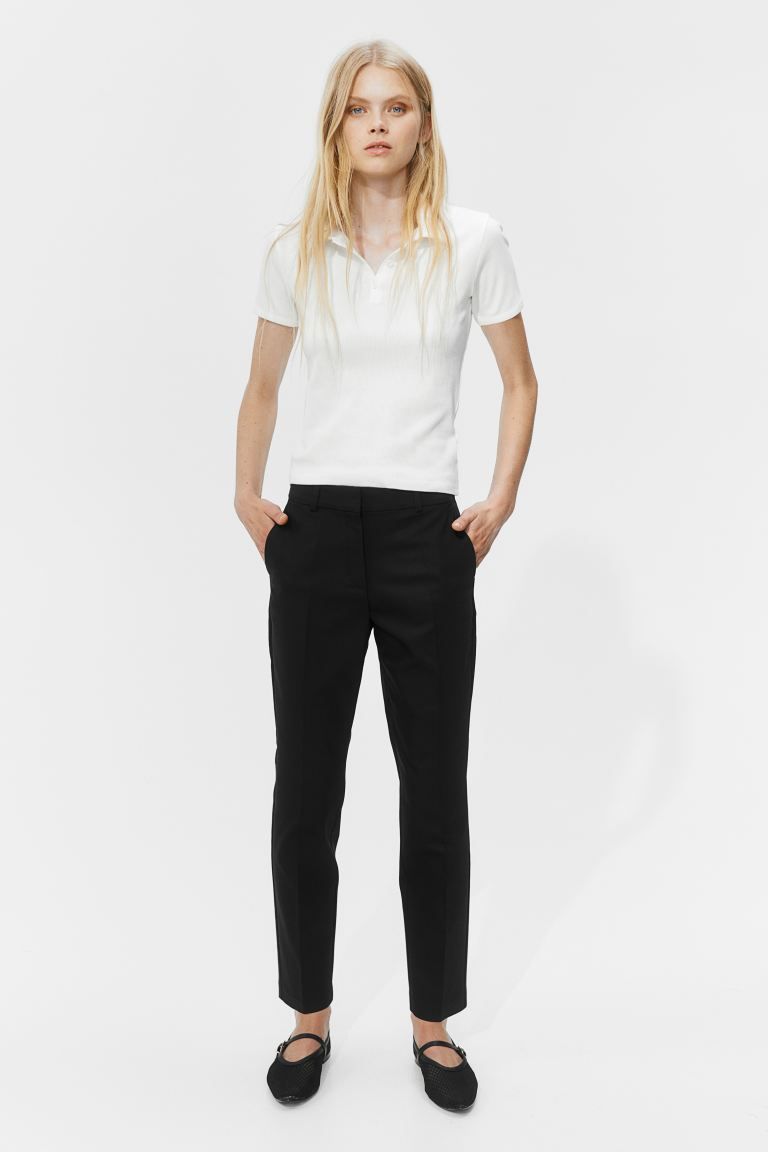 Slacks - Regular waist - Ankle-length - Black - Ladies | H&M US | H&M (US + CA)