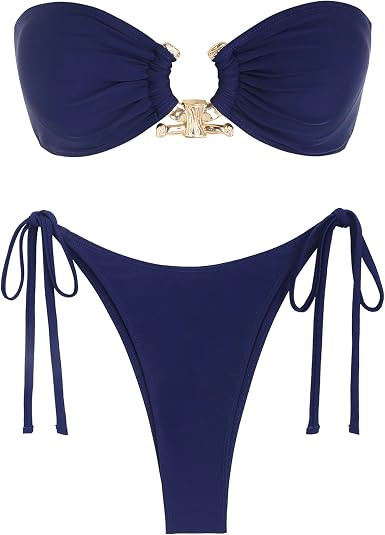 ZAFUL Bikini Sets for Women Strapless Top Sexy High Cut Two Piece Swimsuit | Bandeau Bikini Top, ... | Amazon (US)