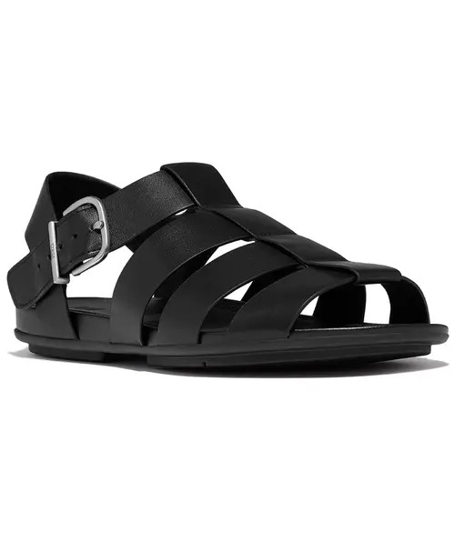 FitFlop Gracie Leather Fisherman Sandals in Black at Nordstrom, Size 8 | Nordstrom