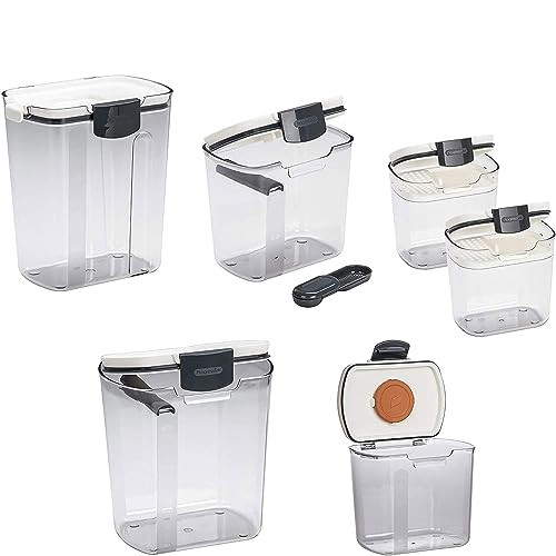 Progressive International Prepworks ProKeeper 6 Piece Plastic Airtight Food Storage Containers for Baking Essentials, White and Clear | Amazon (US)