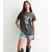 Women's Dark Grey Nashville Rose Acid T-Shirt New Look | New Look (UK)