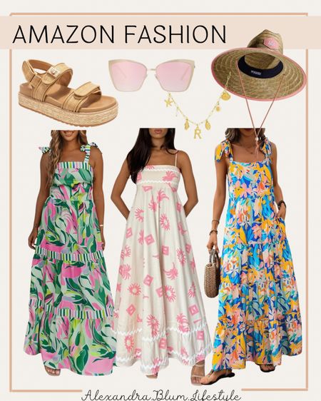 Long green colorful maxi dress from Amazon! Such a fun summer outfit perfect for vacation outfit and pool side outfit! Amazon fashion! Amazon finds! Designer dupes! 

#LTKParties #LTKFindsUnder50 #LTKFindsUnder100