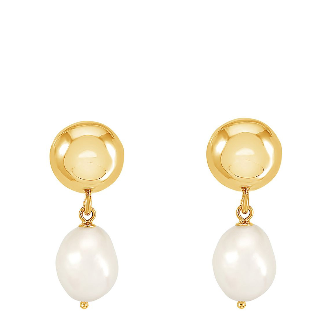 Dower & Hall Gold Pebble Stud & White Pearl Drop Earrings - BrandAlley | BrandAlley