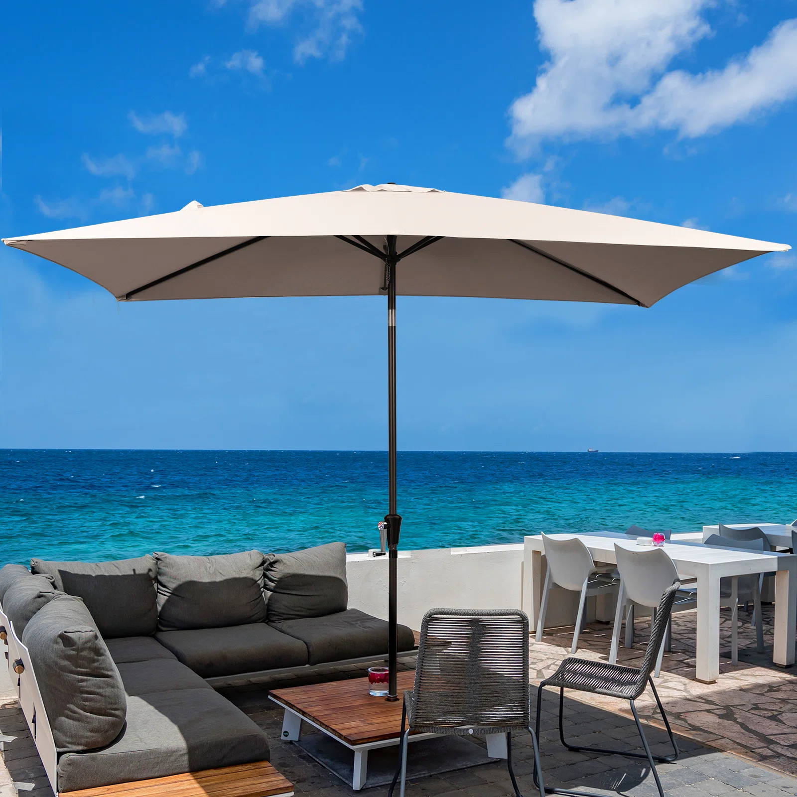 Arlmont & Co. Wadebridge 10' x 6.5' Tilt Rectangular Market Umbrella & Reviews | Wayfair | Wayfair North America