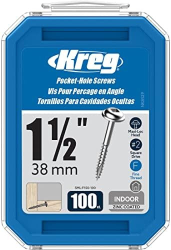 Kreg SML-F150-100 Pocket Screws, 1-1/2" #7 Fine-Thread, Washer-Head (100 Count) | Amazon (US)
