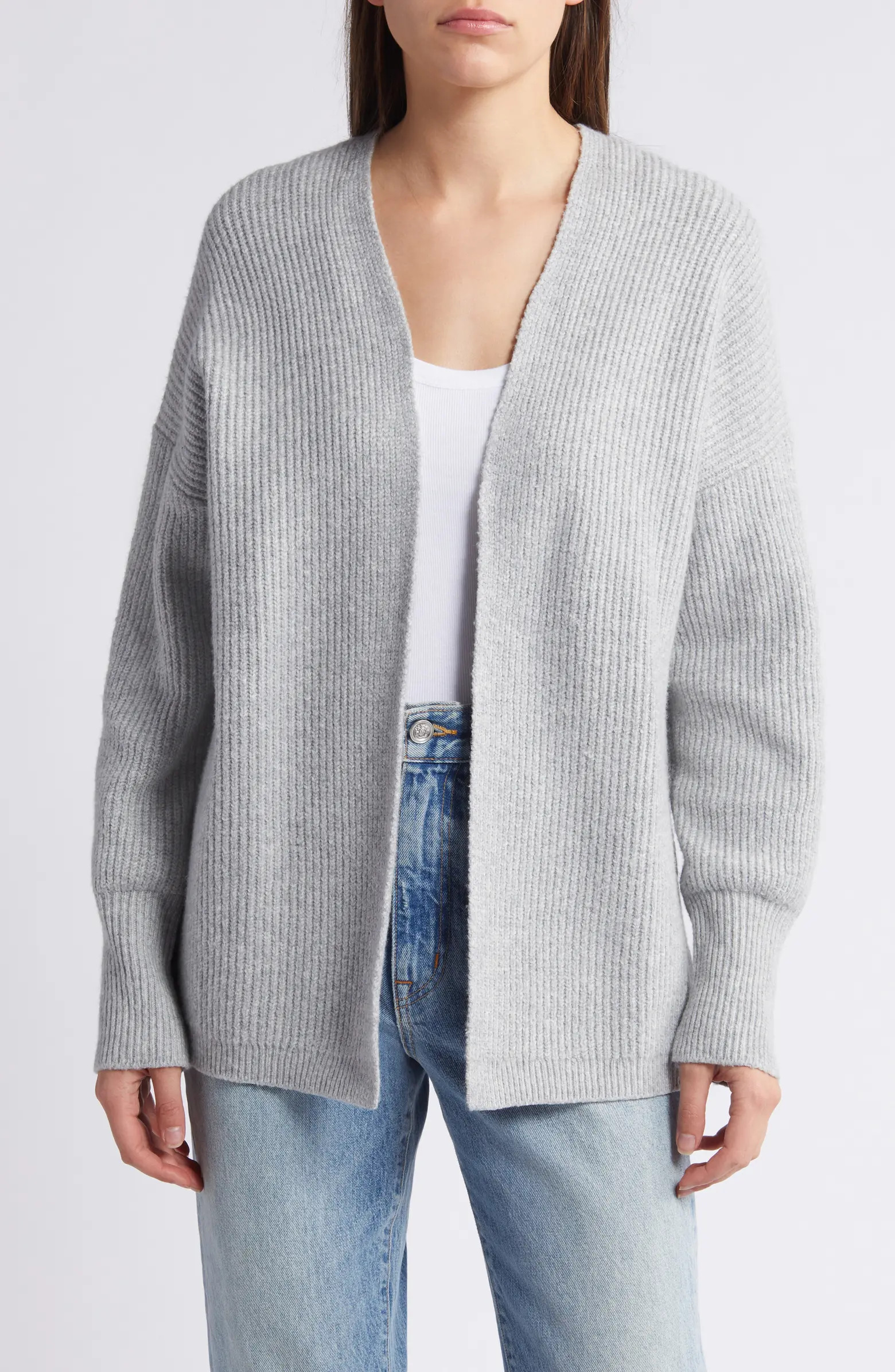 Treasure & Bond Rib Bishop Sleeve Cardigan | Nordstrom | Nordstrom