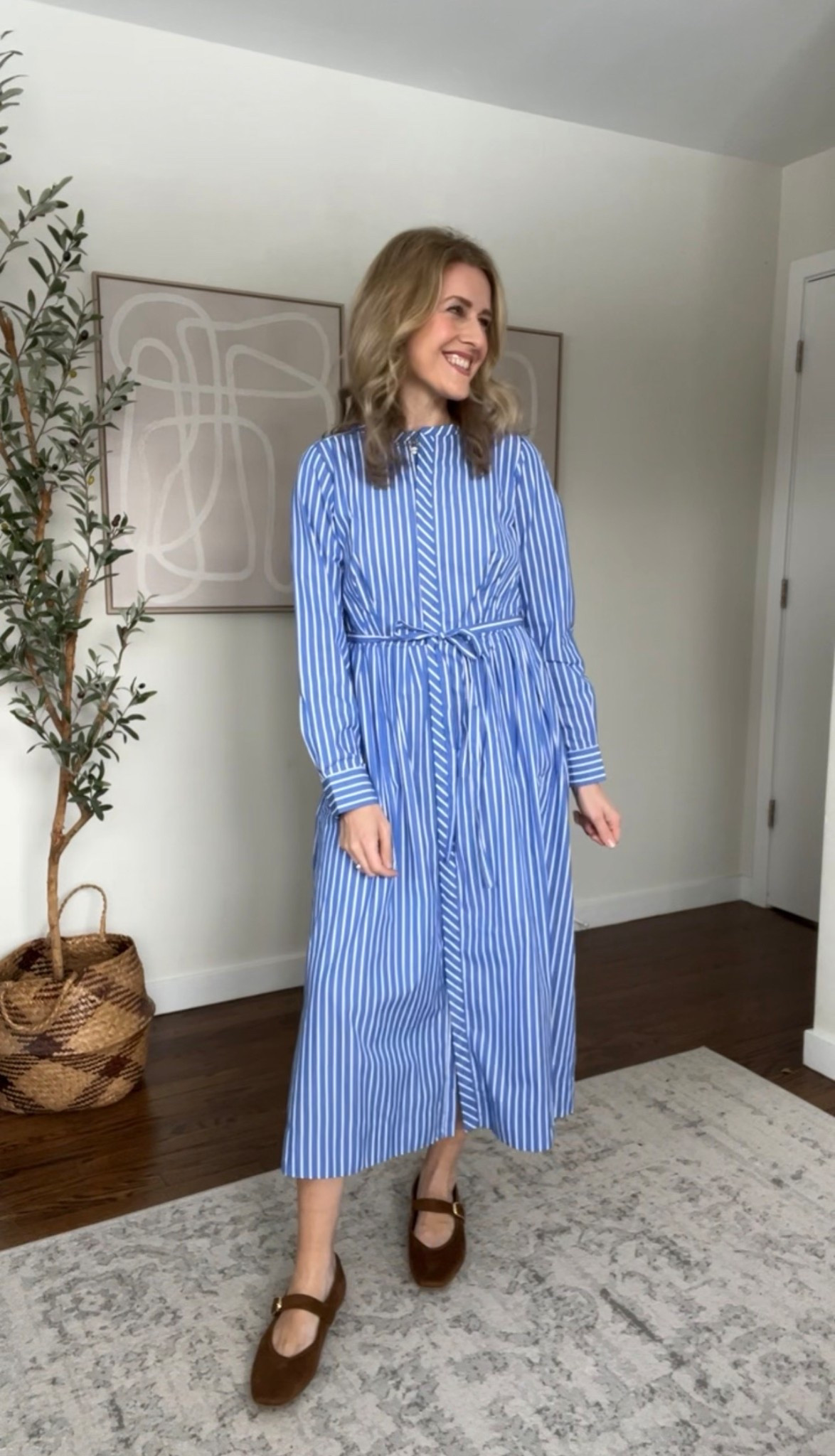 I love this shirtdress, totally my jam. Cotton, pockets, comfy, button front, elastic at the back waist. Removable tie belt. I’m 5’8” wearing my true size small. #walmartfashion 

#LTKOver40 #LTKootd #LTKmomlife