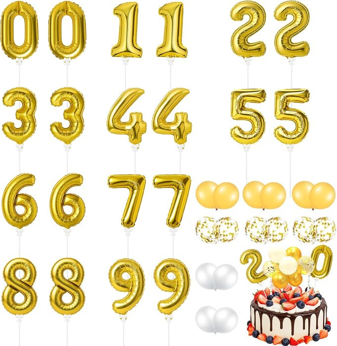 Gejoy 36 Pack 5 Inch Mini Number Balloon Foil Cake Topper Number Avoid Violent Hitting 0-9 Balloo... | Amazon (US)